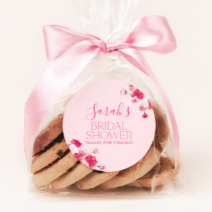 Helle Rosa Florale Brautparty-Geschenkanhänger-Auf Runder Aufkleber