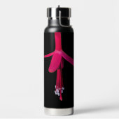 Helle rosa Fuchsienblüte auf Schwarz Trinkflasche (Links)
