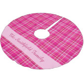 Helle rosa karierte Familienname-Gewohnheit Polyester Weihnachtsbaumdecke (Schrägansicht)