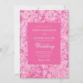 Helle rosa Linie Art Wildblume Einladung (Vorderseite)