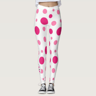 Helle rosa Punkte mit individuellem Namen und Mono Leggings