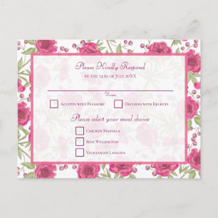 Helle Rosa Rosen-Hochzeits-RSVP Feiertagspostkarte