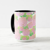 Helle rosa Rosen Tasse (Vorderseite Links)