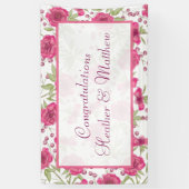 Helle Rosa Rosenhochzeit Banner (Vertikal)