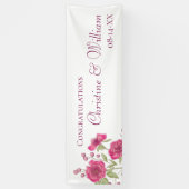 Helle Rosa Rosenhochzeit Banner (Vertikal)