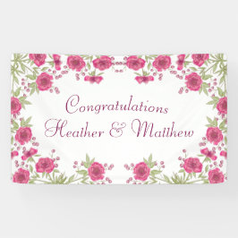 Helle Rosa Rosenhochzeit Banner