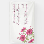 Helle Rosa Rosenhochzeit Banner (Vertikal)