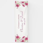 Helle Rosa Rosenhochzeit Banner (Vertikal)
