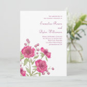 Helle Rosa Rosenhochzeit Einladung (Stehend Vorderseite)