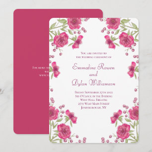 Helle Rosa Rosenhochzeit Einladung