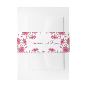 Helle Rosa Rosenhochzeit Einladungsbanderole