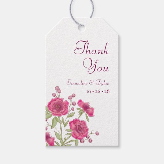 Helle Rosa Rosenhochzeit Geschenkanhänger (Vorderseite)