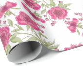 Helle Rosa Rosenhochzeit Geschenkpapier (Rolleneckpunkt)