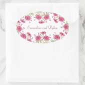 Helle Rosa Rosenhochzeit Ovaler Aufkleber (Tasche)