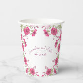 Helle rosa Rosenhochzeit Pappbecher (Vorderseite)