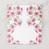 Helle Rosa Rosenhochzeit Platzkarte (Außenseite Aufgefaltet)