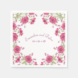 Helle Rosa Rosenhochzeit Serviette