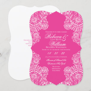 Helle rosa Spitzen Elegante Hochzeit Einladung