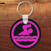 Helle rosa Swim Deco Schwimmer oder Coach Schlüsse Schlüsselanhänger (Rückseite)