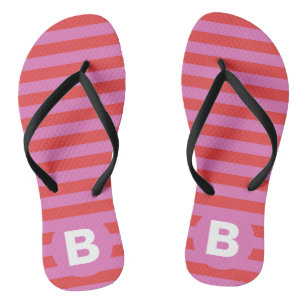 Helle Rosa-Töne Gestreift Monogrammiert Badesandalen