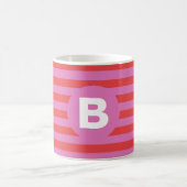 Helle Rosa-Töne Gestreift Monogrammiert Kaffeetasse (Mittel)