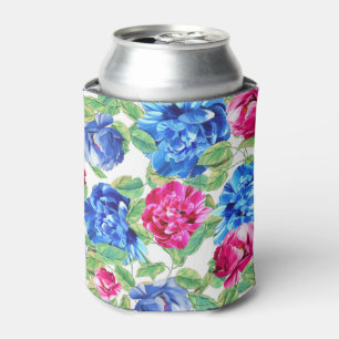 Helle rosa und blaue Blumenmuster Dosenkühler