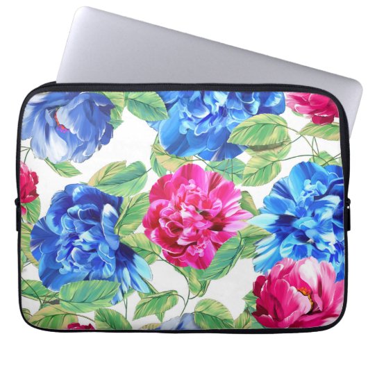 Helle rosa und blaue Blumenmuster hübsch Laptopschutzhülle (Vorderseite)