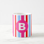 Helle rosa und blaue Candy-Streifen mit Monogramm Kaffeetasse (Mittel)