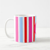 Helle rosa und blaue Candy-Streifen mit Monogramm Kaffeetasse (Links)