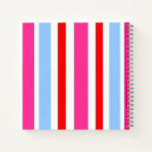 Helle rosa und blaue Candy-Streifen mit Monogramm Notizblock (Rückseite)