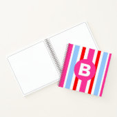 Helle rosa und blaue Candy-Streifen mit Monogramm Notizblock (Innenseite)