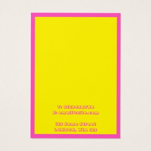 Helle, rosa und gelbe Ohrring-Grafikkarte (Rückseite)