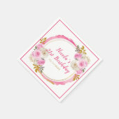 Helle Rosa und Gold Elegante Blume Geburtstag Serviette (Ecke)