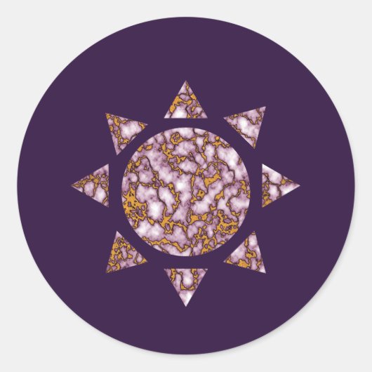 Helle rosa und goldene Marmorplatte Textur Design  Runder Aufkleber (Vorderseite)