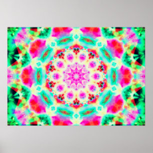 Helle rosa und grüne Mandala Poster