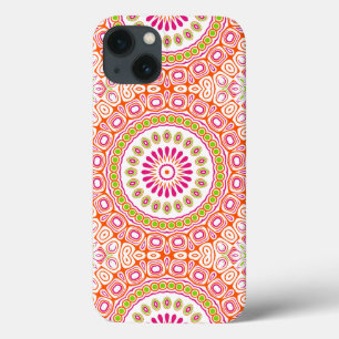 Helle rosa und orange Frühlings-Mandala-Blume iPhone 13 Hülle