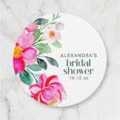 Helle Rosa Wasserfarbe Florale Hochzeitsdusche Cus Geschenkanhänger (Rückseite)