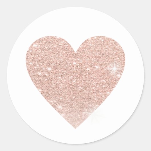 helle Rose Herz der Liebe Runder Aufkleber (Vorderseite)