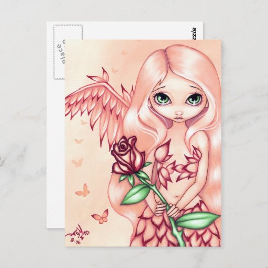 "Helle Rose" Postkarte (Vorne/Hinten)