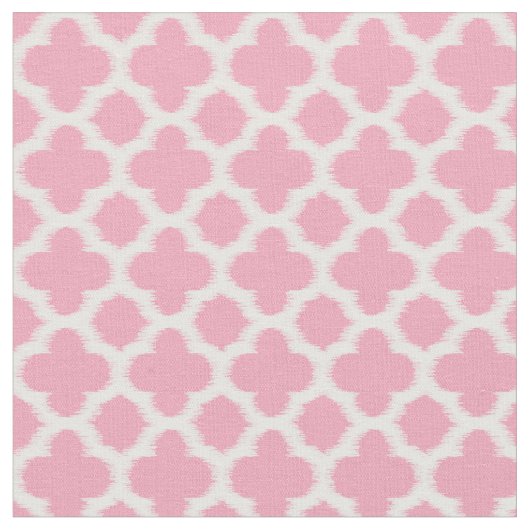 Helle Rose Rosa Weißes Korkat Quatrefolienmuster Stoff (Nahaufnahme)