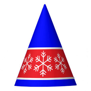 Helle Rot Blau Streifen Weiße Alpine Schneeflocken Partyhütchen