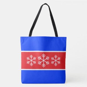 Helle Rot Blau Streifen Weiße Alpine Schneeflocken Tasche