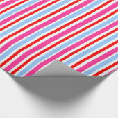 Helle rot-blaue Candy-Streifen Geschenkpapier (Ecke)