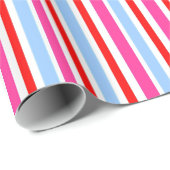 Helle rot-blaue Candy-Streifen Geschenkpapier (Rolleneckpunkt)