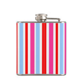 Helle rot-blaue Candy-Streifen mit Monogramm Flachmann (Rückseite)