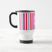 Helle rot-blaue Candy-Streifen mit Monogramm Reisebecher (Links)
