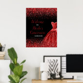 Helle Rot Dress Imitats Glitzer Quinceanera Willko Poster (Heimbüro)