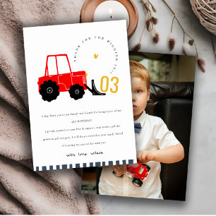Helle Rot Gelbe Bagger Kinder Foto Geburtstag Dankeskarte