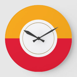 Helle Rot Golden Yellow Mid Century Modern Circle Große Wanduhr