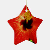 Helle Rot-Orange-Hibiskus-Blume Keramik Ornament (Rechts)
